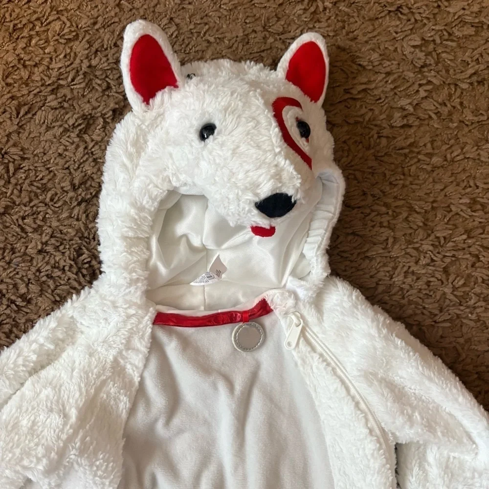 Target Bullseye Dog Costume Bodysuit 18-24 Mos White Red Halloween